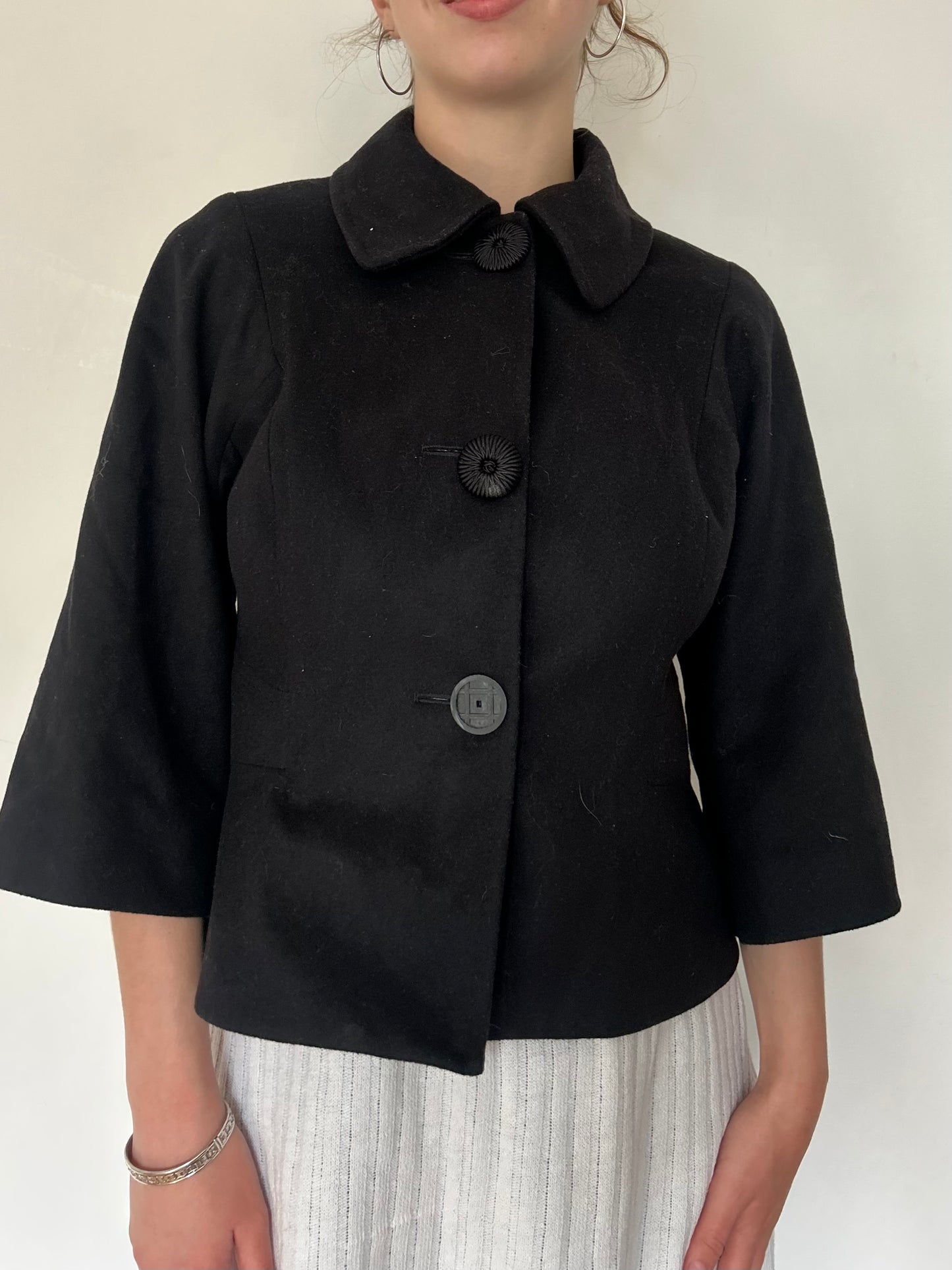 Black button up peacoat (size 8)