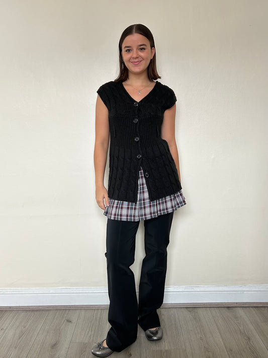 Black knit button up cardigan (size 6)