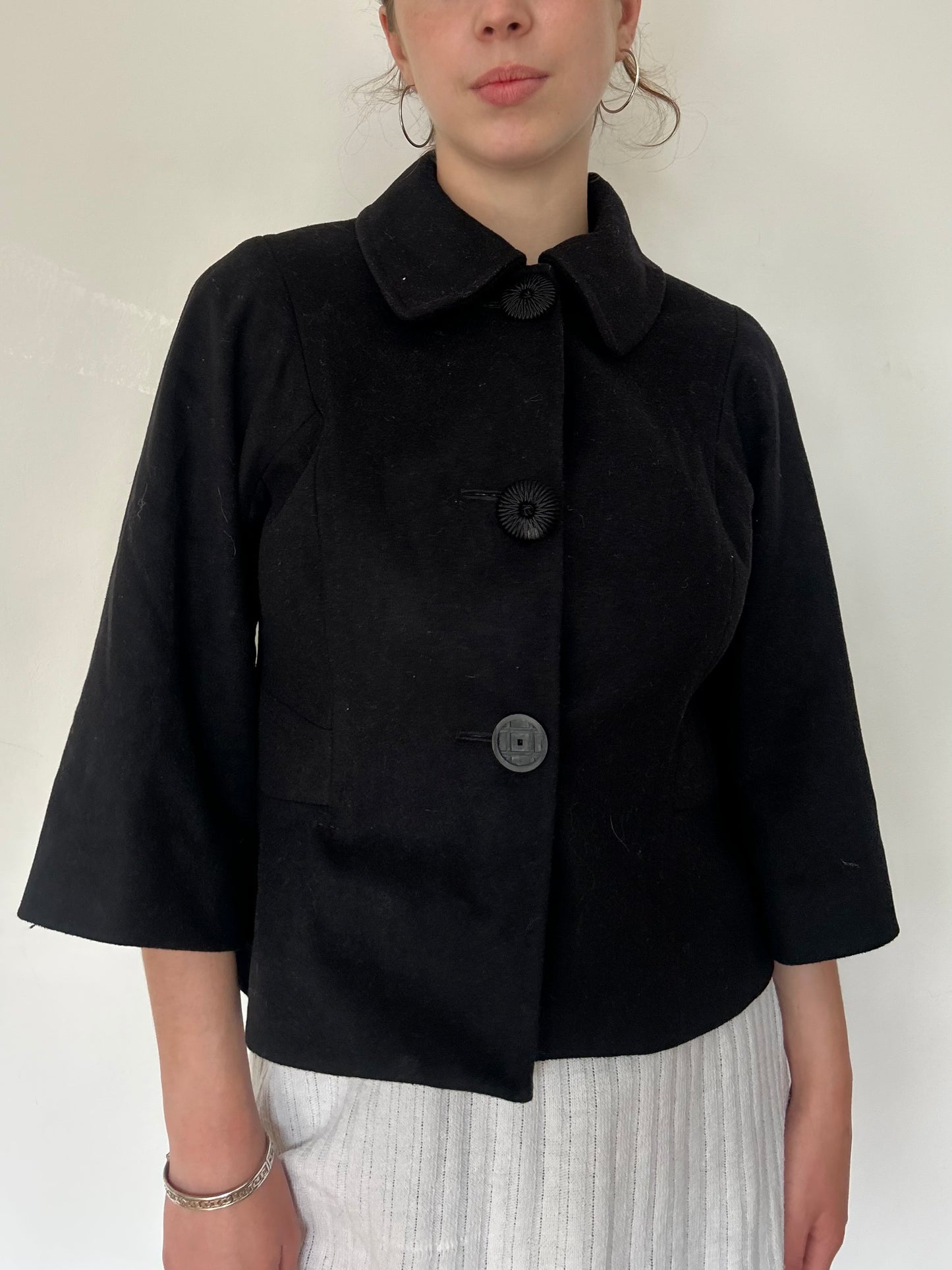 Black button up peacoat (size 8)