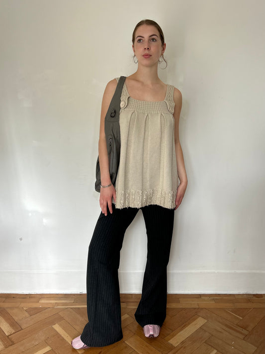 Cream button knit jumper vest (size 10/12/14)